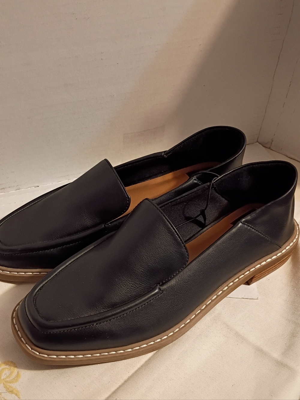 New DV Dolce Vita Flirty Black Square Toe Loafers Shoes  Womens Size 8